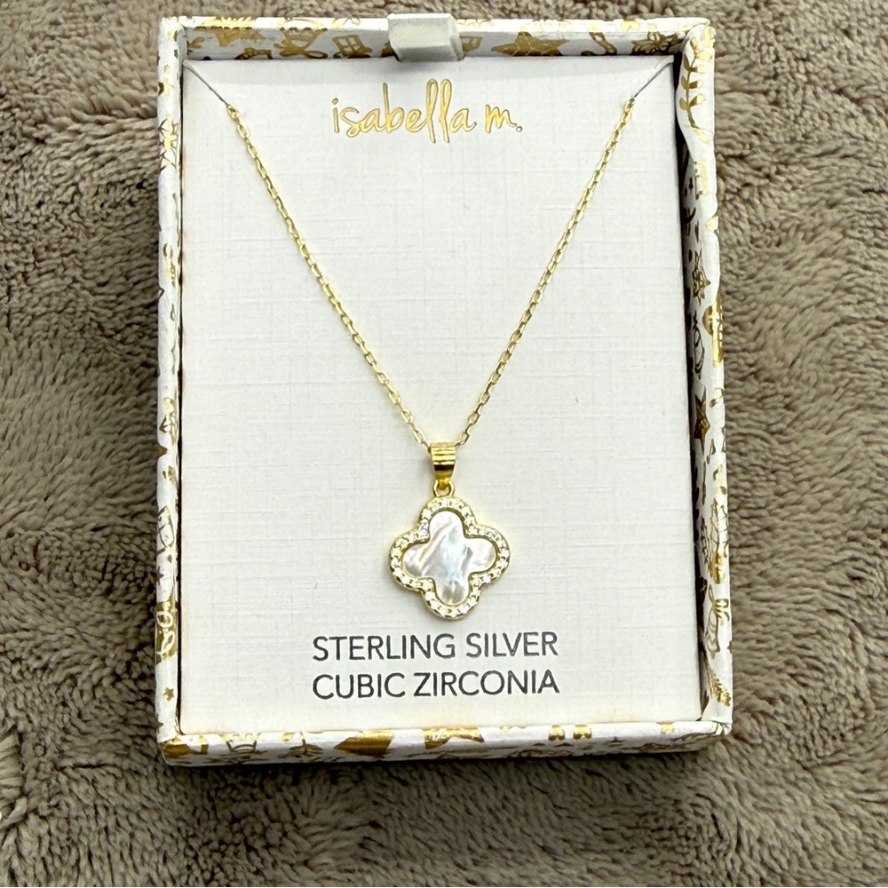 Isabella M - 18k Gold Plate over Sterling Silver Necklace with Mother of Pearl
